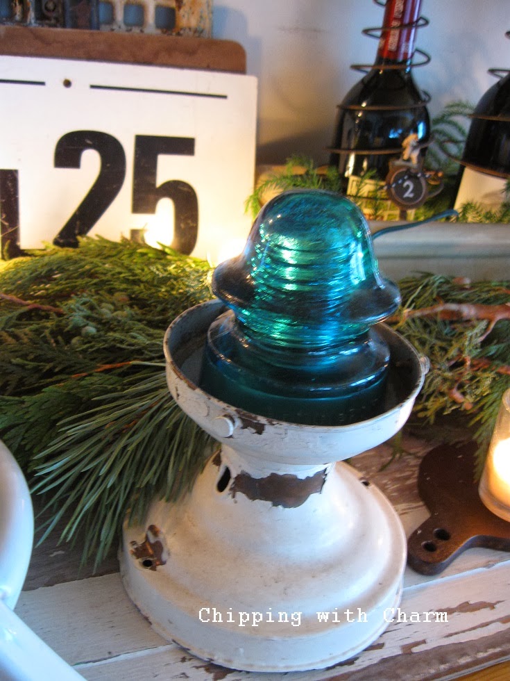 Chipping with Charm Aqua Glass Insulator Trees...more early Christmas
