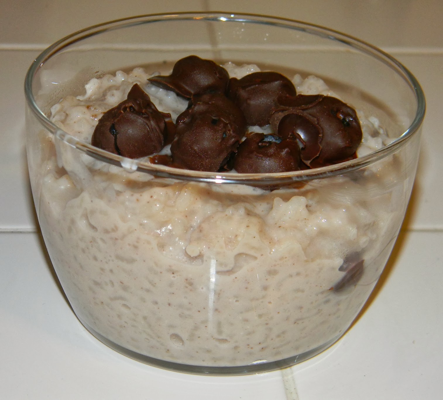 Always Savory Almond Milk Rice Pudding w/ Chocolate cover Blueberries