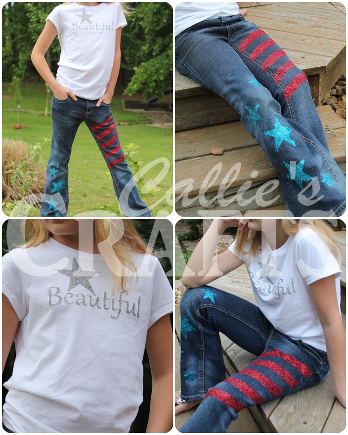 Callie's Crafts 4th of July Glitter Jeans and TShirt