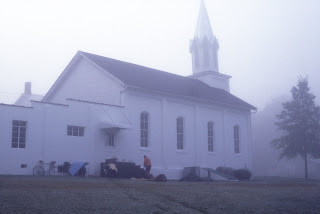 Camping behind the church
