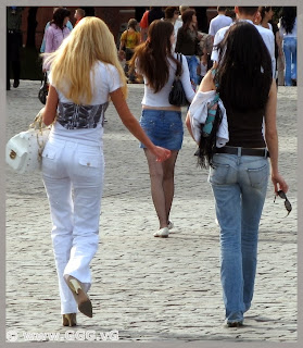 Girls in jeans on the street