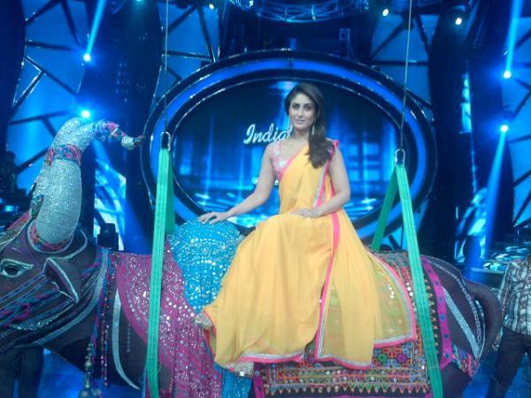 Kareena Kapoor on the sets of Indian Idol 6 in Yellow saree