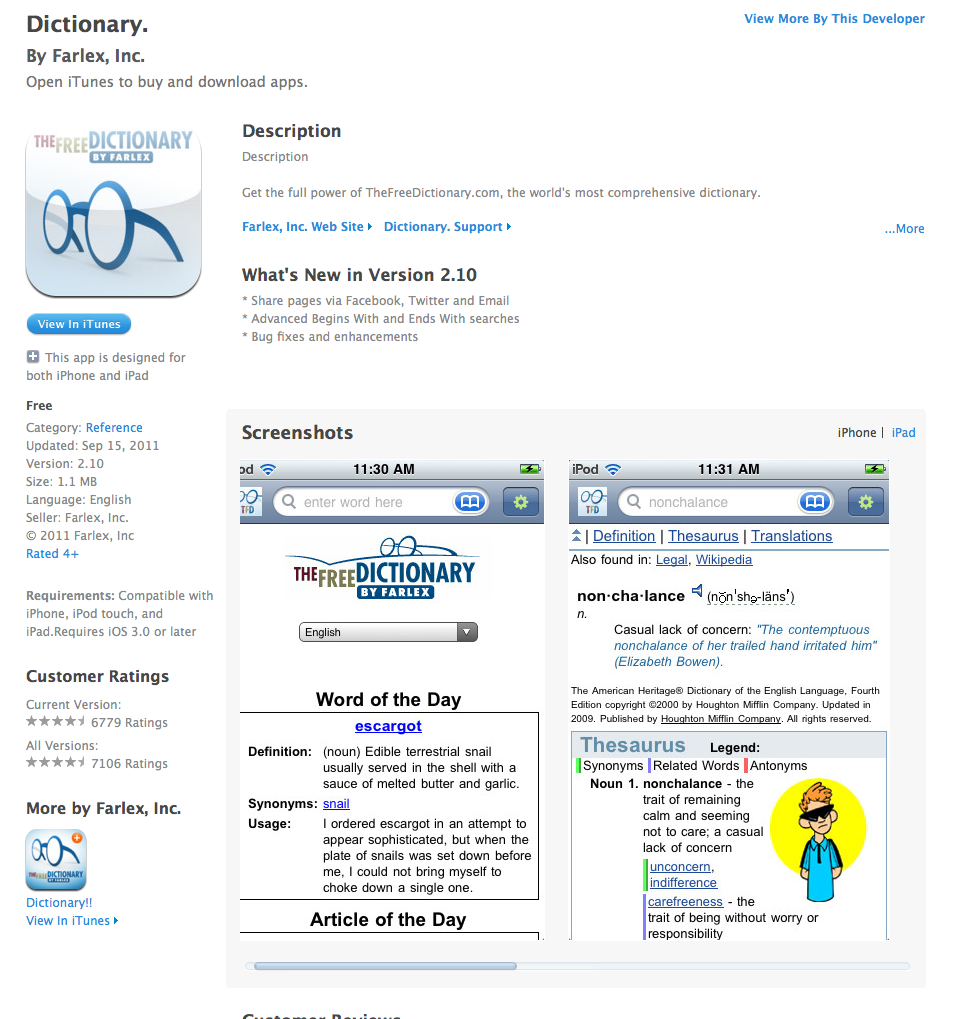 Free iOS App Today  Dictionary  TeacherLINK Blog!