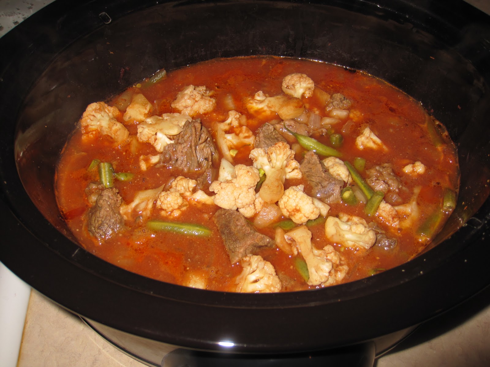 diet schmiet! Beef Stew with Cauliflower & Green Beans