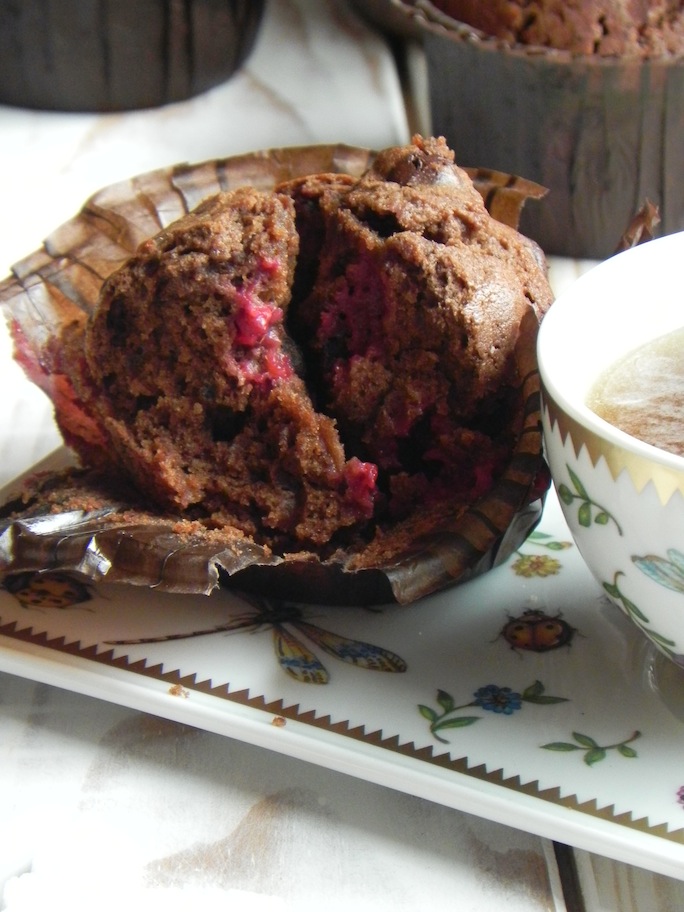El olor del café Muffins de chocolate y frambuesas