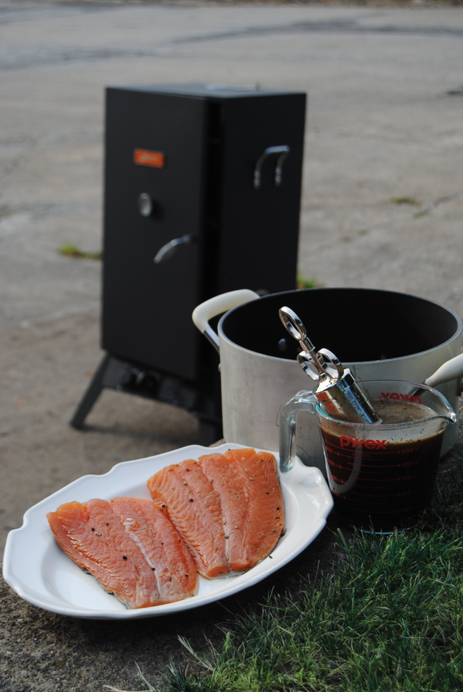 Salmon ready to be placed into the