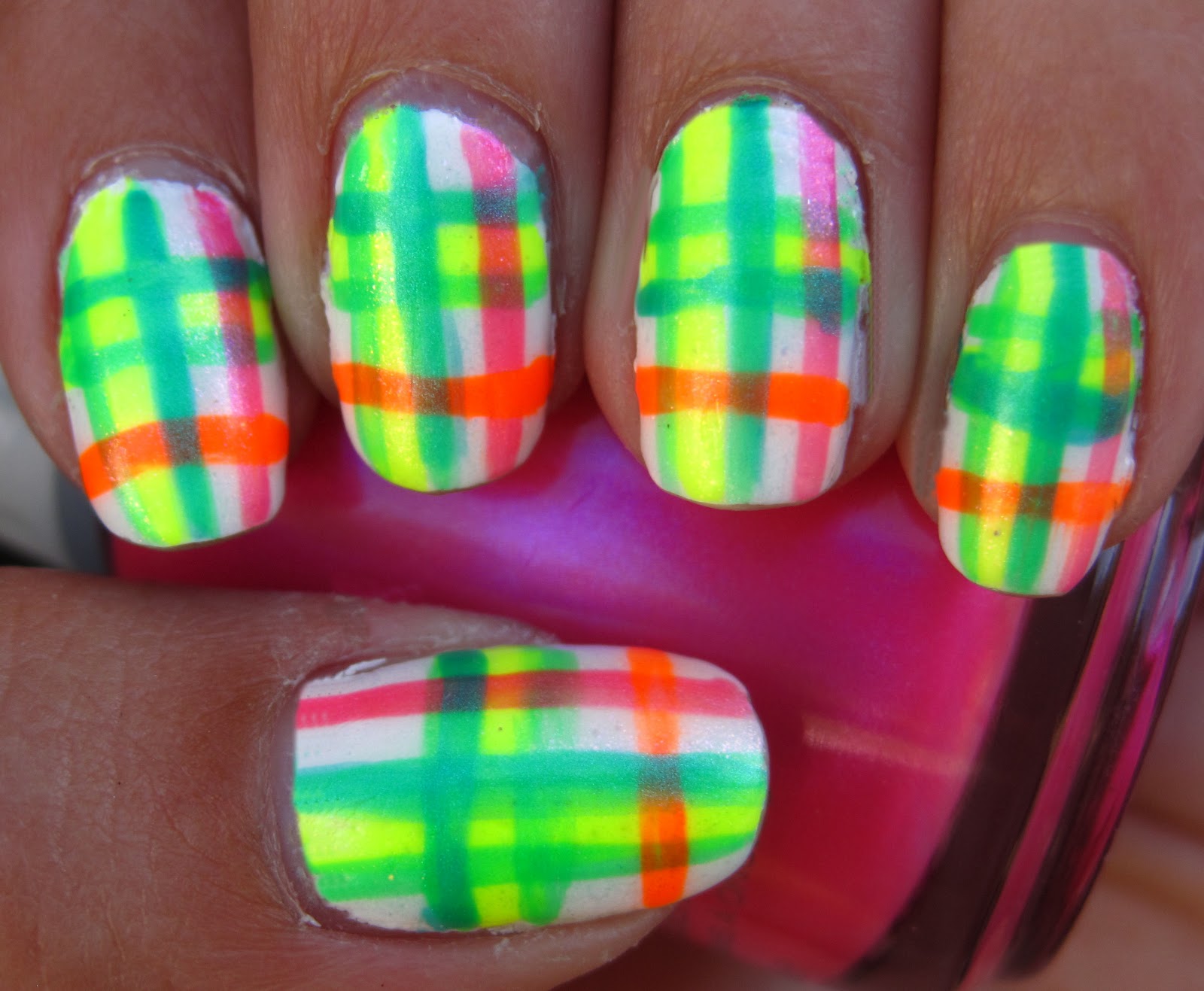 Plaid Gel Nail Design with Tape - wide 3
