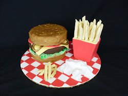 Cheese burger with fries cake class.