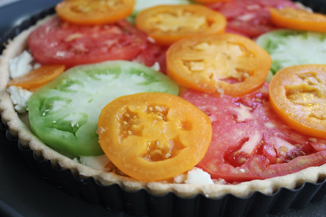 Heirloom tomato and goat cheese tart