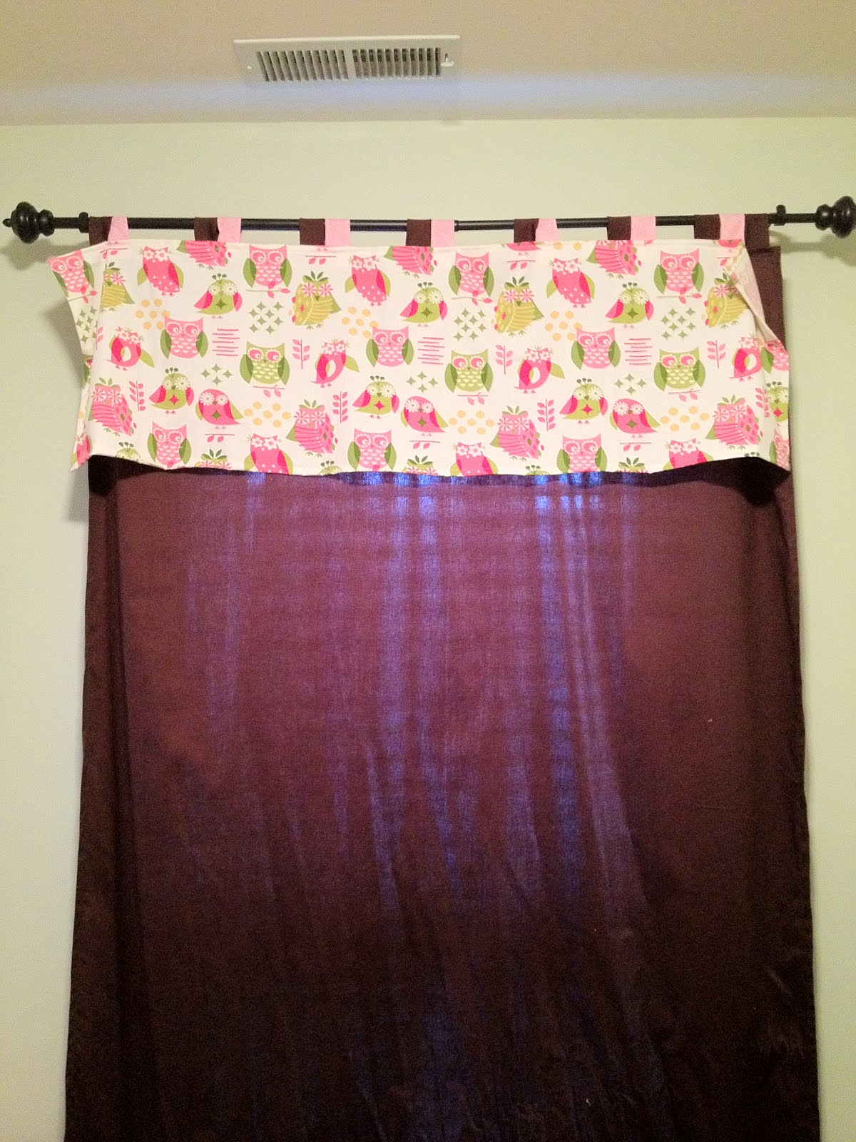 The Purple Martin Owl Nursery Valance Curtain Tutorial