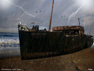 Old Abandoned Boat on a Lonely Shore (Photoshop With a PoliticalMessage)