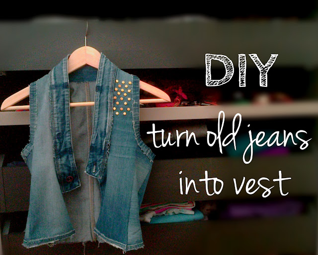 DIY turn old jeans into vest