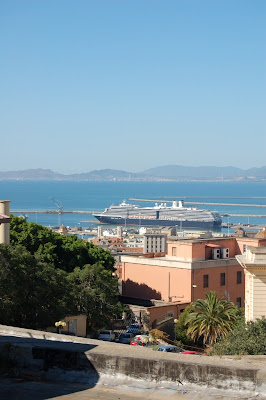 View of Noordam from uptown Cagliari
