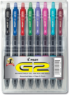 Pilot G2 Retractable Premium Gel Ink Roller Ball Pens, Fine Point, 8-Pack pouch 
