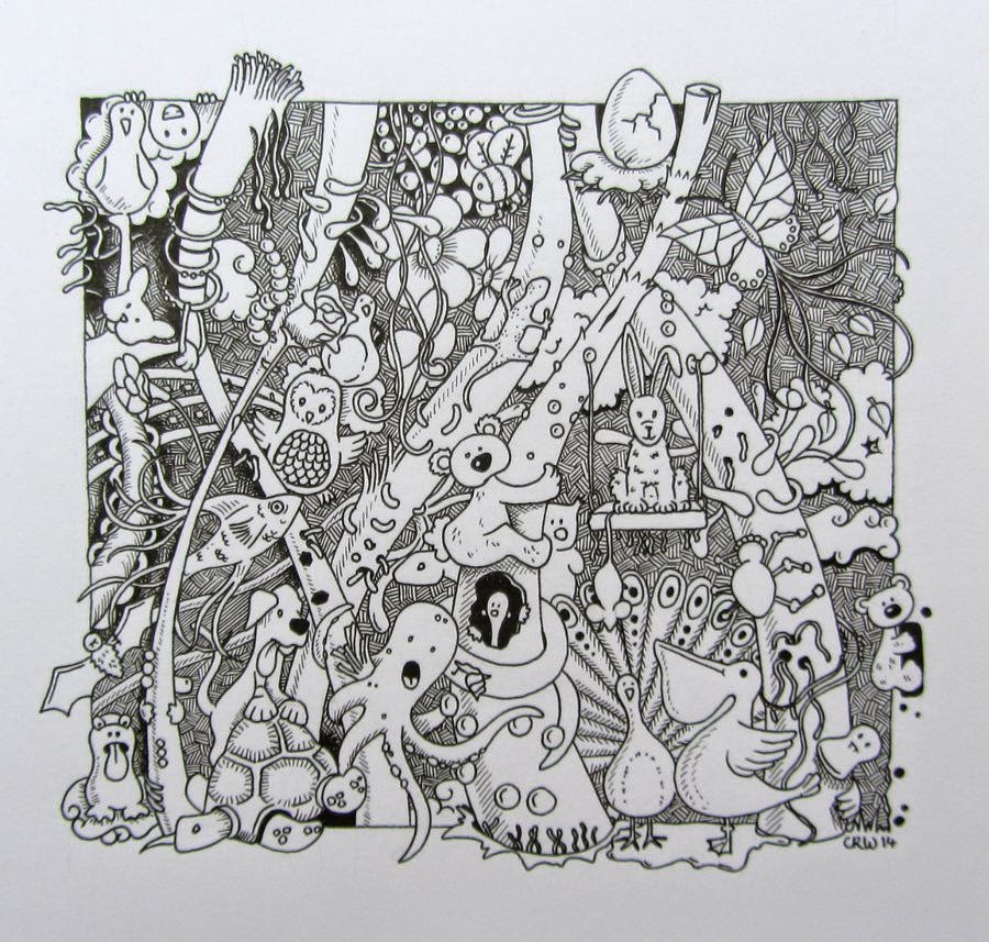 Clare Willcocks Pen and ink doodles for Dad's birthday