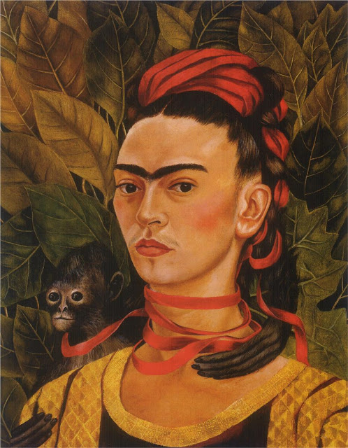 "Self Portrait with Monkey" (1949) by Frida Kahlo