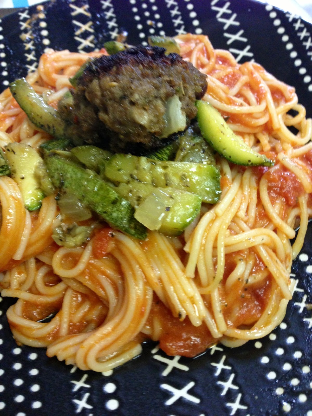 Dreams More Real Than Reality Spaghetti and Meatballs with Sautéed Veggies