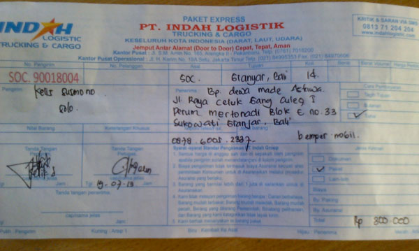 Solo Bodykit Kurir Dan Resi Pengiriman