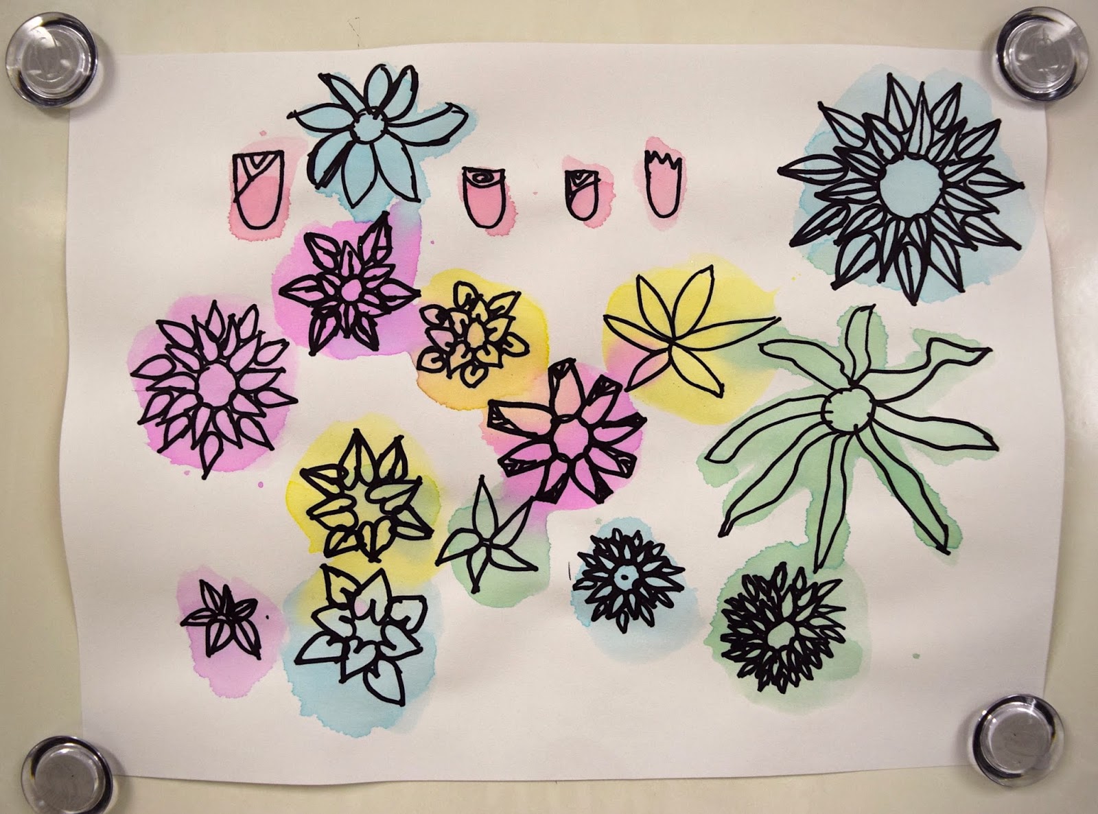 Radial Flower Paintings (2nd5th) Art with Mrs. Nguyen