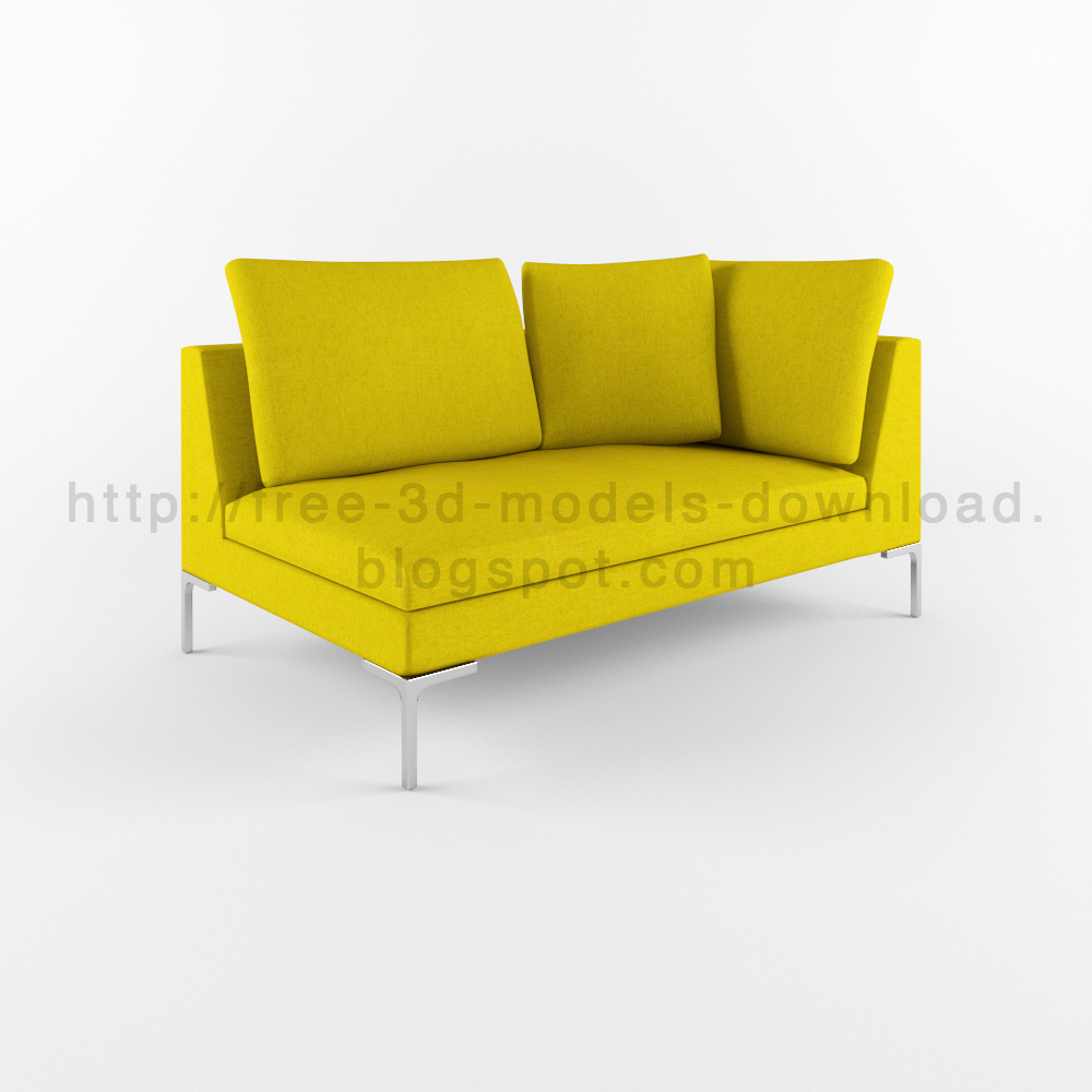 3d модель, 3d model, Charles, b&b, couch, free download, Italia, furniture, кушетка, yellow, скачать бесплатно