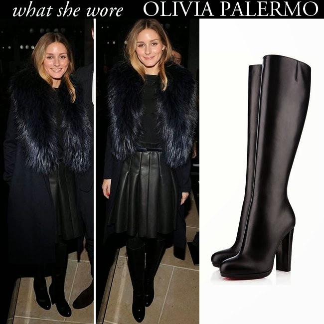 WHAT SHE WORE: Olivia Palermo in black leather tall boots by