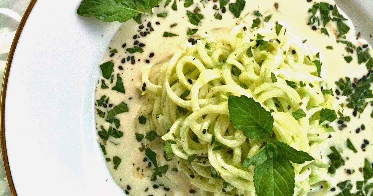 Passionately Raw! Raw Cucumber Pasta with Lemon Mint Tahini Sauce