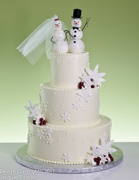 Snow Man Winter Couple Wedding Cake by Jacques Pastries 128 Main Street
