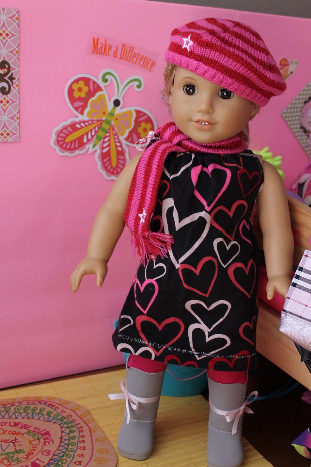 American Girl Doll Play Making Valentine Dresses for our Dolls