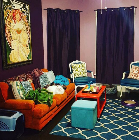 Large Bohemian Living Room With Mismatch Couches Large Bohemian Living Room With Mismatch Couches