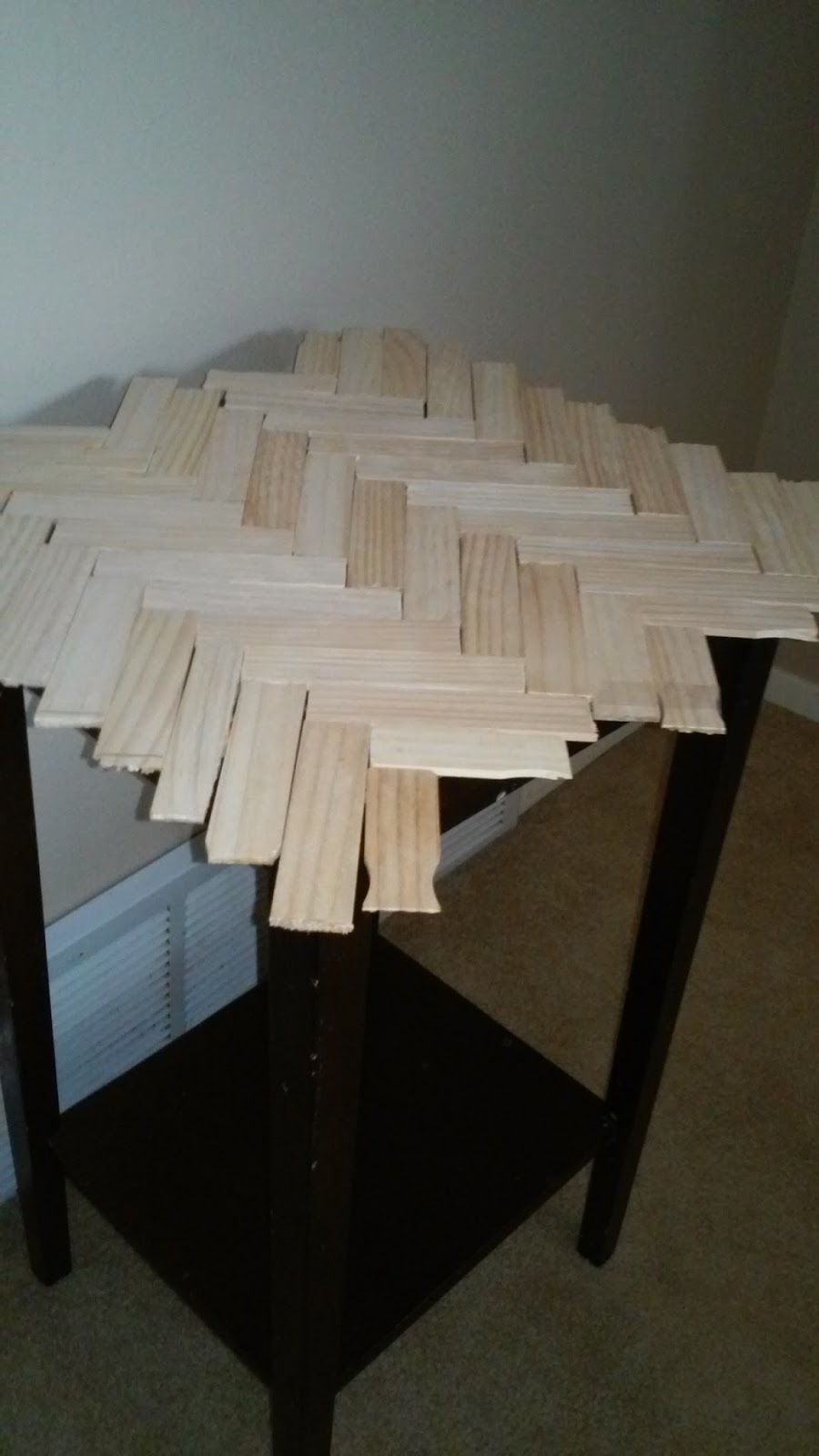 Reduce, Reuse, Renewed Paint Stick Herringbone Table Top