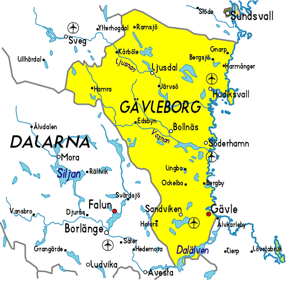 Gavleborg Map Province City | Map of Sweden Political Region Province City