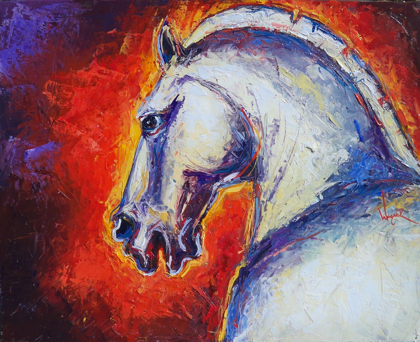 Palette Knife Painters, International PALETTE KNIFE BRIGHT WHITE HORSE