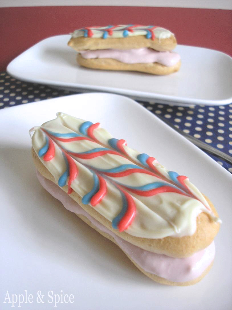 Apple & Spice GF Éclairs with Raspberry Crème Patisserie & White