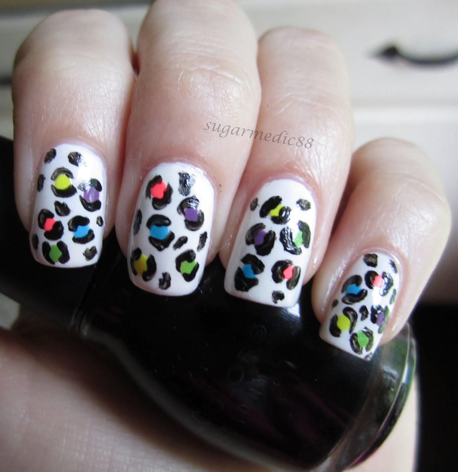 The Polished Medic: How To: 80s Neon/Bright Leopard Nails Tutorial