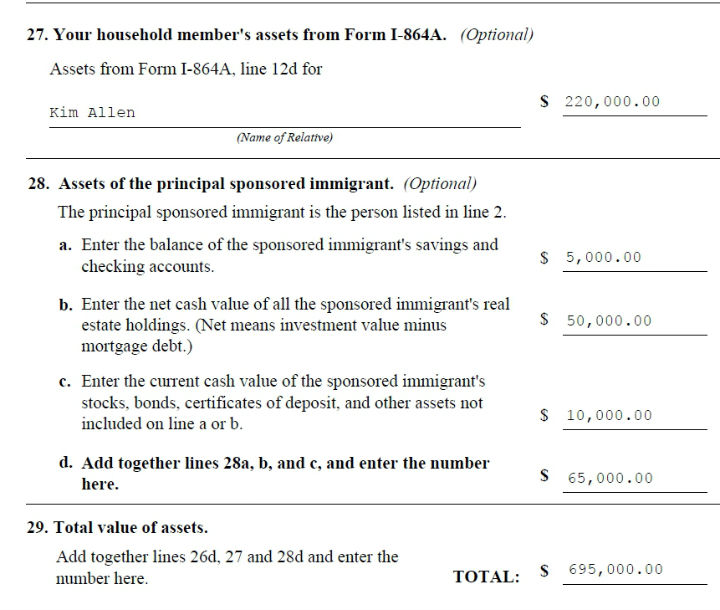 americans are us completed sample uscis form i 864 affidavit of support i864a form