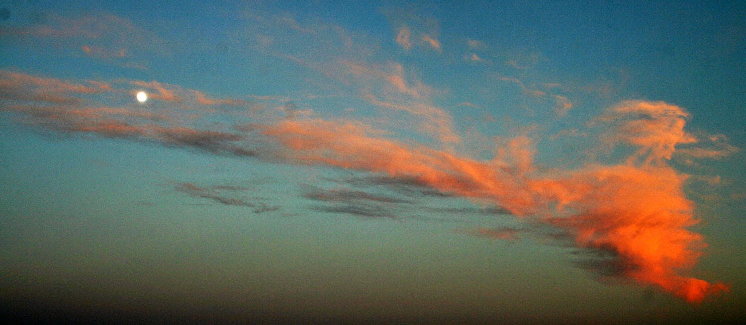 Reflections on cloud opposite, with moon Reflections on cloud opposite, with moon