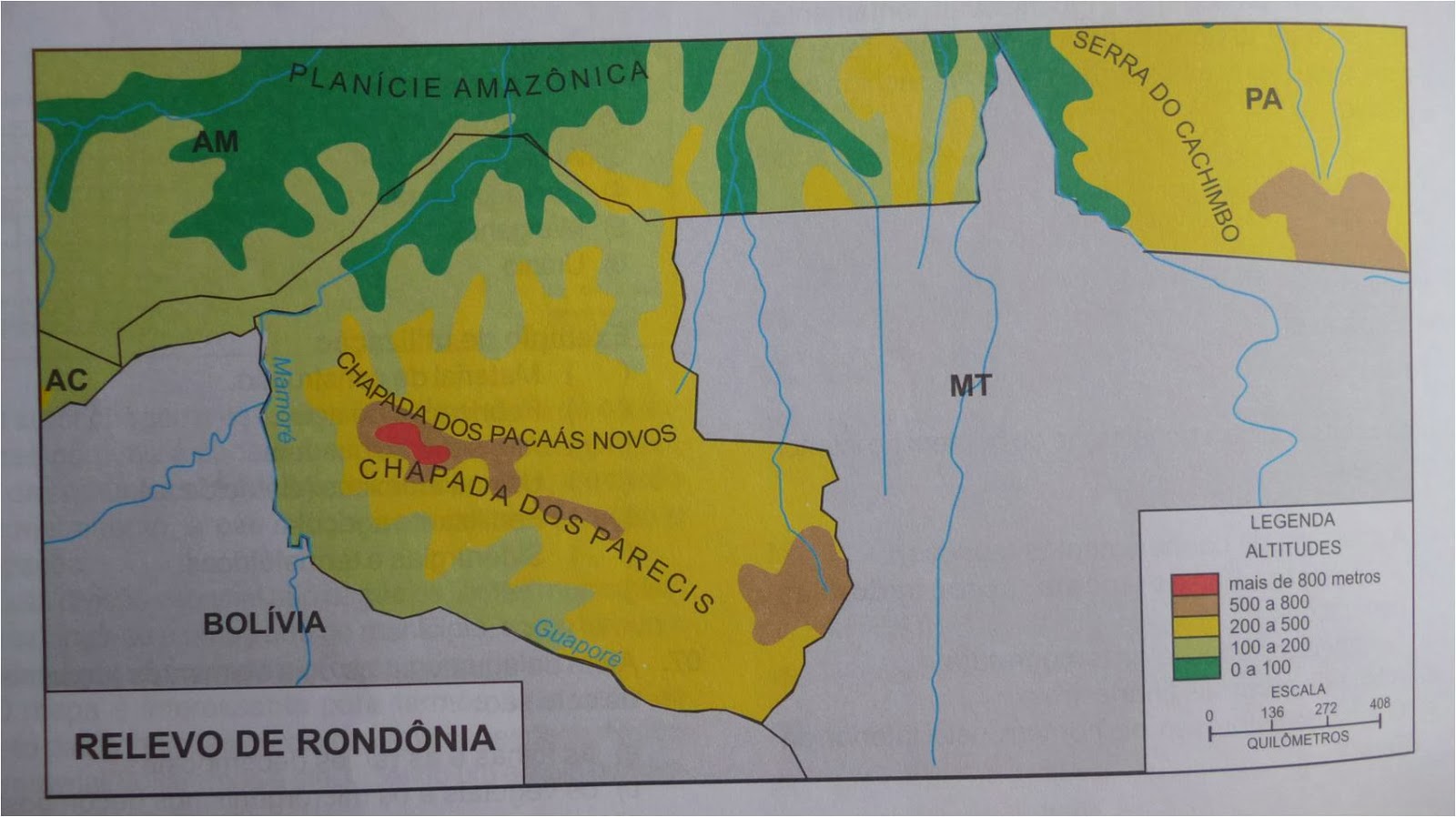Localização do estado de Rondônia, Brasil.
