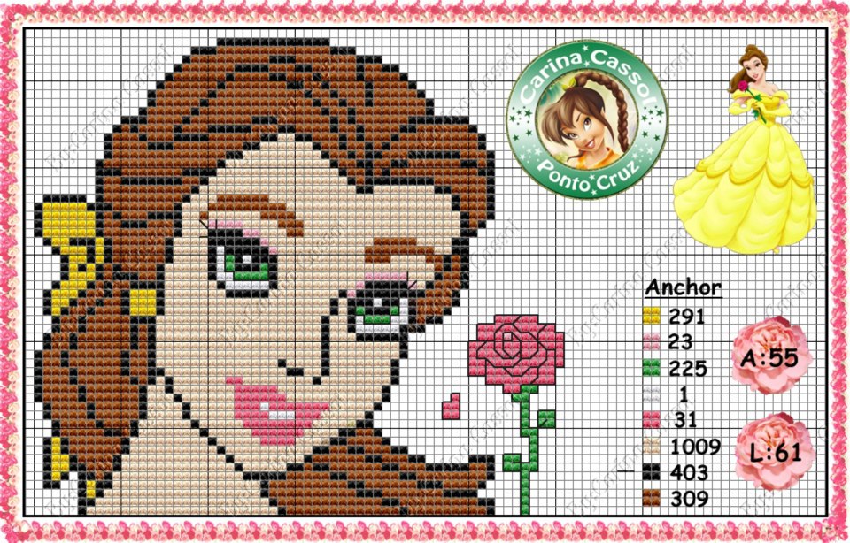 Artes da Nique: Gráficos em ponto cruz - Princesas
