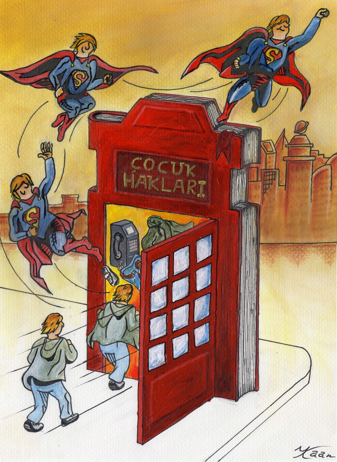 Sapkali Karikaturist Yaratici Cocuklar Dernegi Cocuk Haklari Yarismasinda Juri Ozel Odulu Alan Karikaturlerim