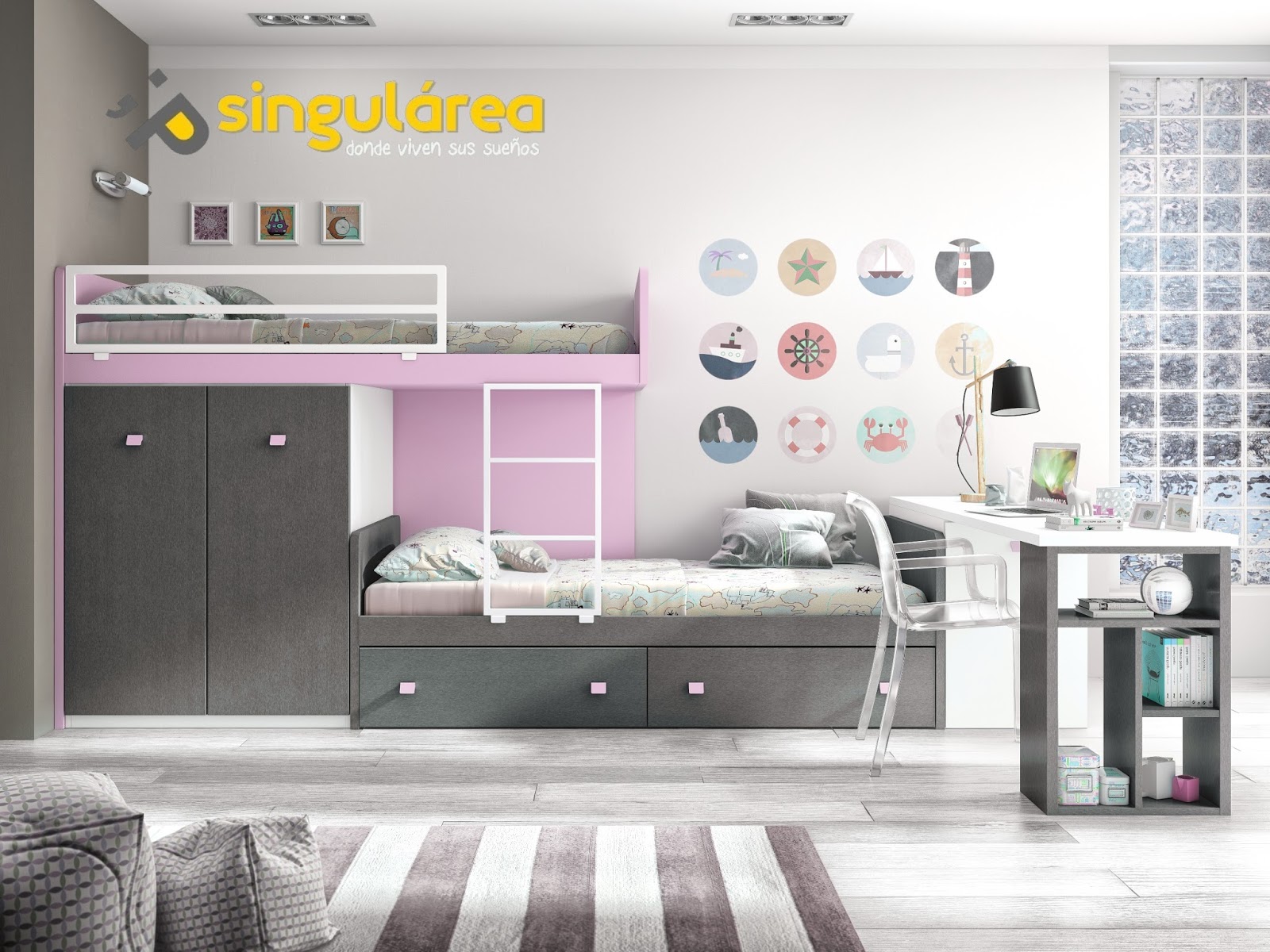 TREN JUVENIL CON NIDO 872 € | MUEBLES DORMITORIOS JUVENILES