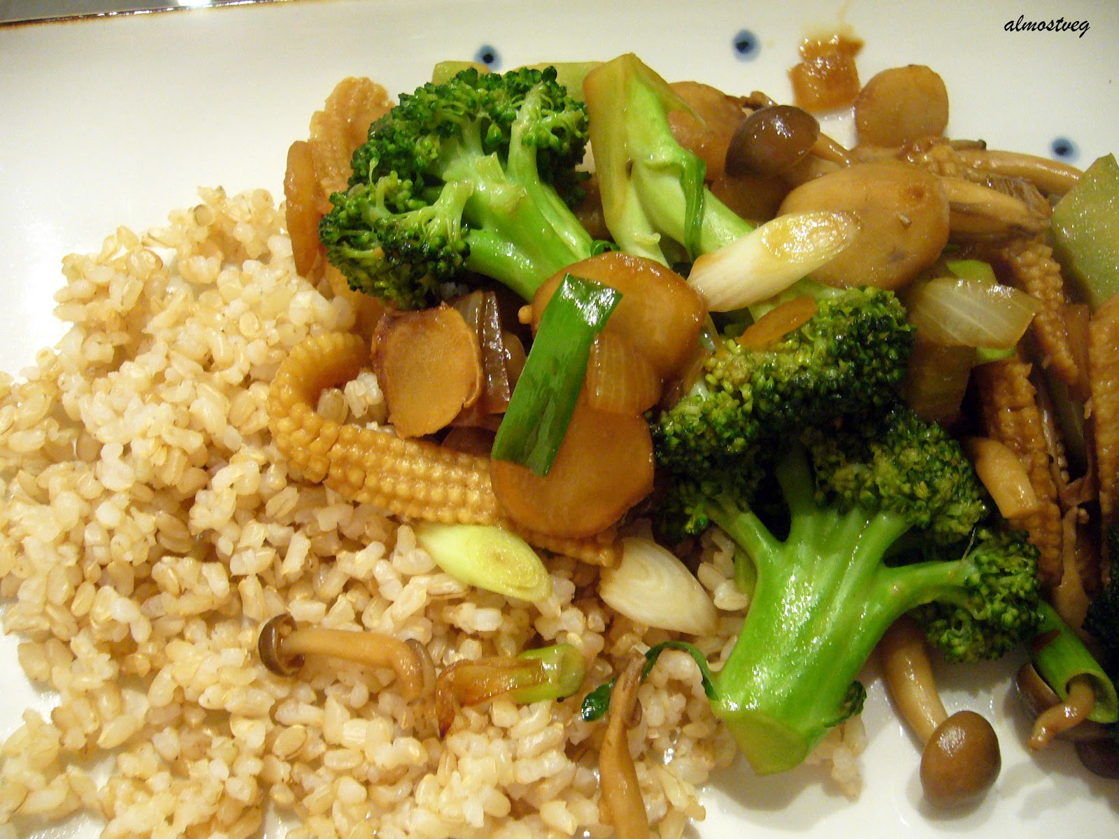 Stir fried Baby corn, Broccoli and Water Chestnuts