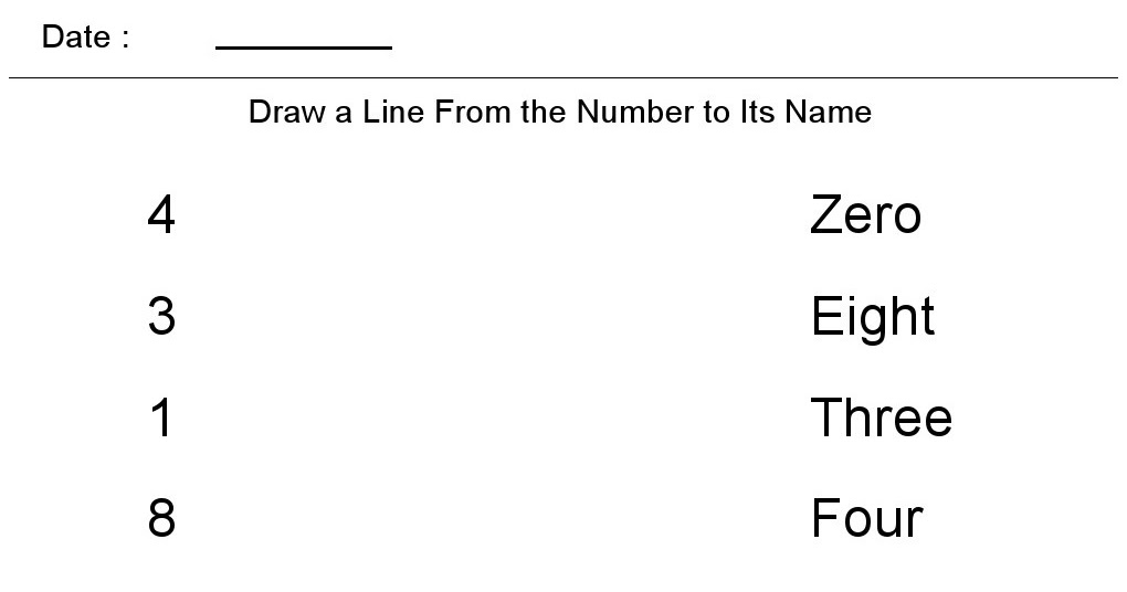 Kindergarten Worksheets: Maths Worksheets - Match the Numbers