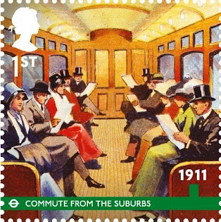 1st class London Unerground stamp - Edwardian Commuters.