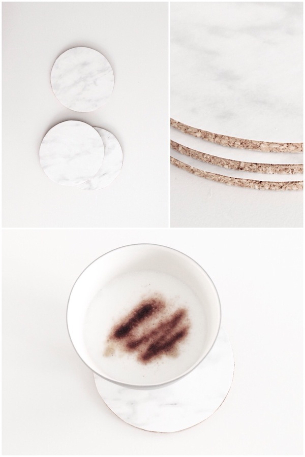 life as a moodboard Cork and Marble Coasters