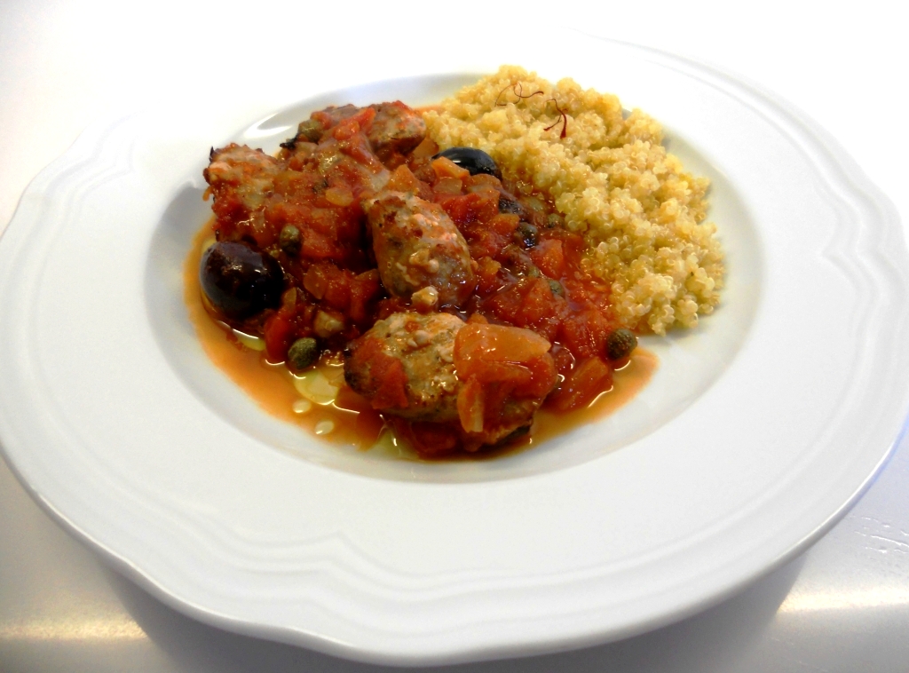 Marthese Seasonal Food Maltese Sausage with Tomato Caper Sauce and