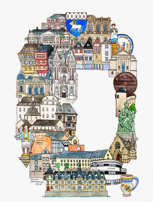 17-Q-Quimper-France-Hugo-Yoshikawa-Illustrated-Architectural-Alphabet-City-Typography-www-designstack-co