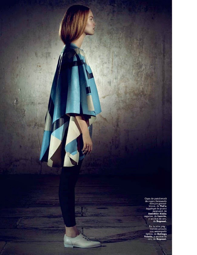 Marie Claire Spain October 2014, Luisa Bianchin Tod's 2014 AW Light Blue Graphic Cape Editorials