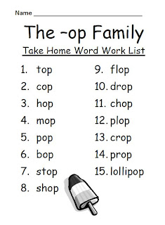 The -op Family Word Work Lists & Tests - Fern Smith's Classroom Ideas!