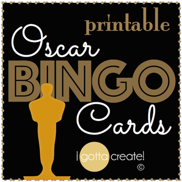 Oscar Bingo! free printable cards for your Academy Awards watch party! | This and more at http://igottacreate.blogspot.com