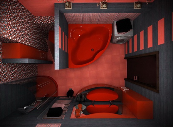 Decoracion de baño en color rojo ~ dikidu.com